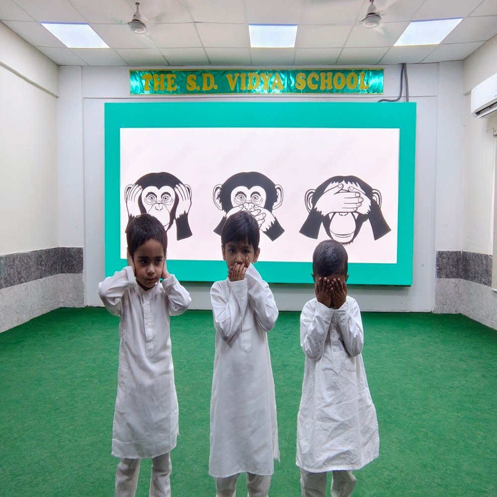 Students celebrated Gandhi Jayanti with devotion and creativity.